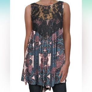 NWT $88 Free People | Trapeze | Tunic Top in Black Combo
